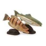 Lakeshore Mounted Fish Statuary In Natural Wood Set Of 2
