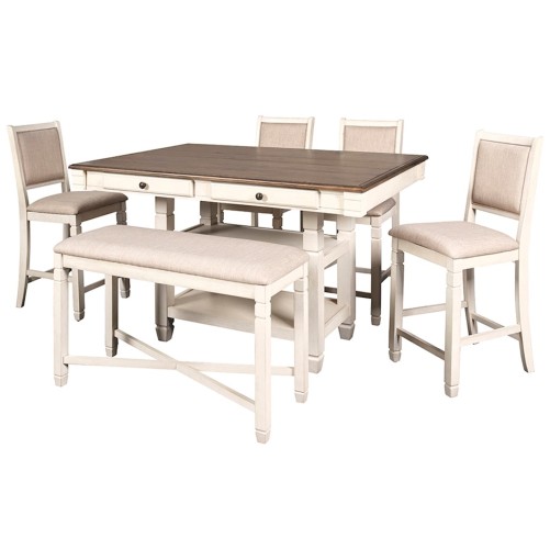 Laconia Rectangular Table + 4 Chair + Bench